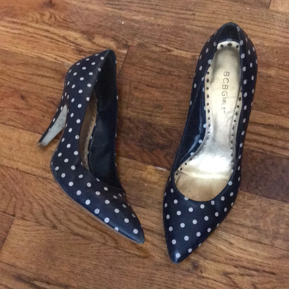 Navy Blue Polka Dot Pumps
